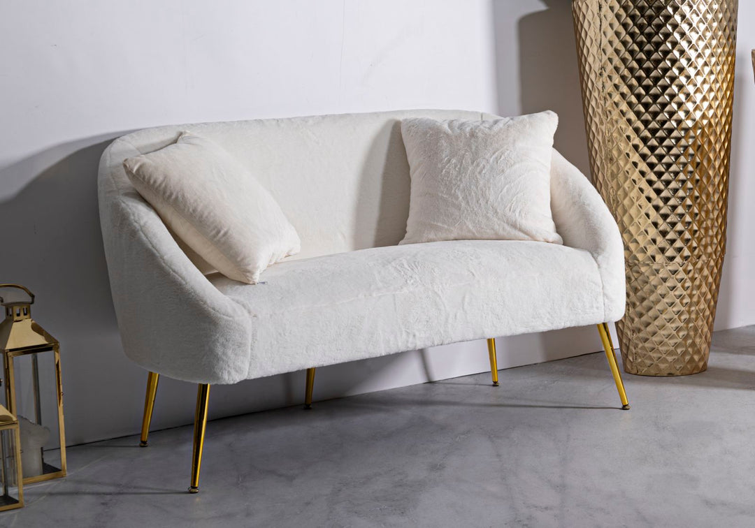 Sofá tapizado crema con cojines – Soffy 2 plazas