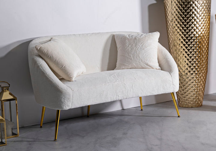 Sofá tapizado crema con cojines – Soffy 2 plazas