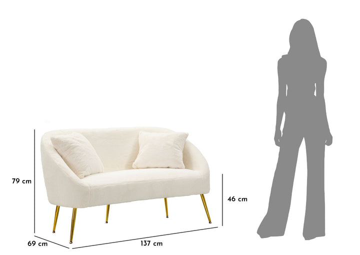 Sofá tapizado crema con cojines – Soffy 2 plazas
