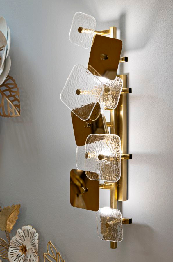 Aplique de pared de oro y vidrio con diseño geométrico – Glassy Collection