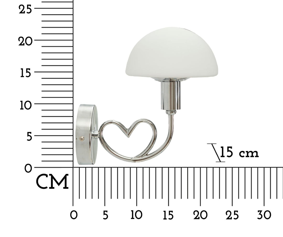 Aplique de pared plateado y blanco con pantalla cúpula – Lovy acento moderno