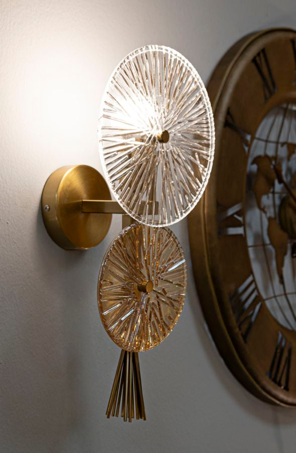 Aplique de pared dorado y plateado con diseño de rayos de sol – Sunrise moderno