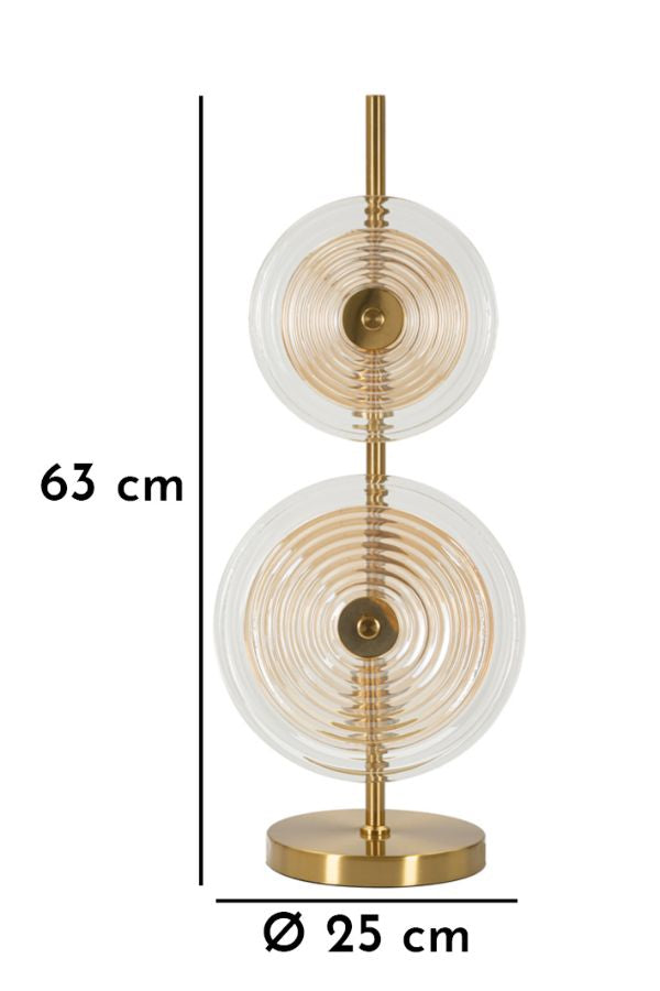 Lámpara de mesa de oro y vidrio con discos blancos – Venice Collection