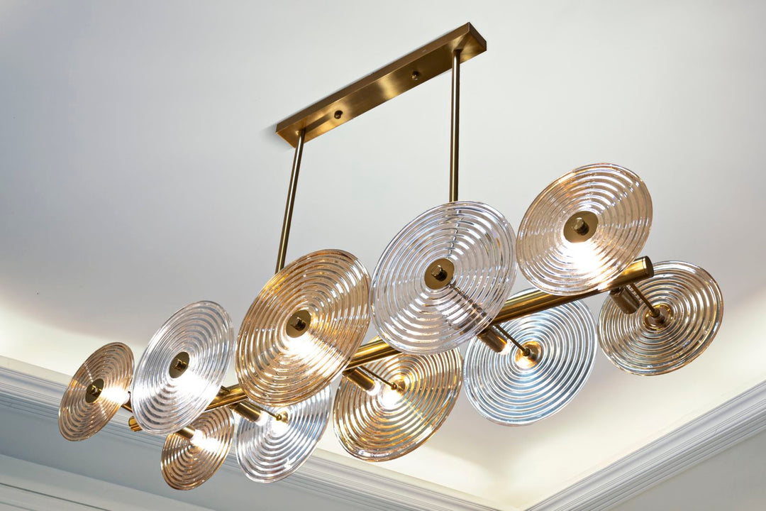 Lámpara de techo de oro y vidrio con múltiples pantallas – Venice Collection