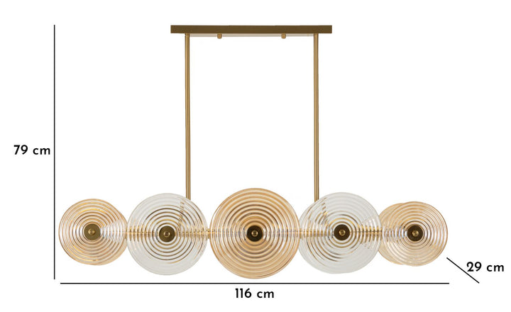 Lámpara de techo de oro y vidrio con múltiples pantallas – Venice Collection