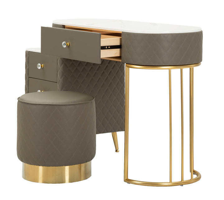 Tocador gris con taburete a juego – Sharon mueble de dormitorio