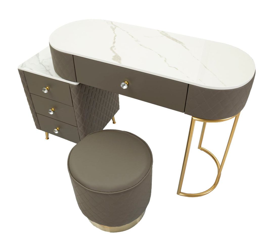 Tocador gris con taburete a juego – Sharon mueble de dormitorio