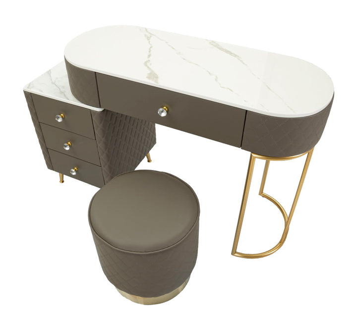 Tocador gris con taburete a juego – Sharon mueble de dormitorio