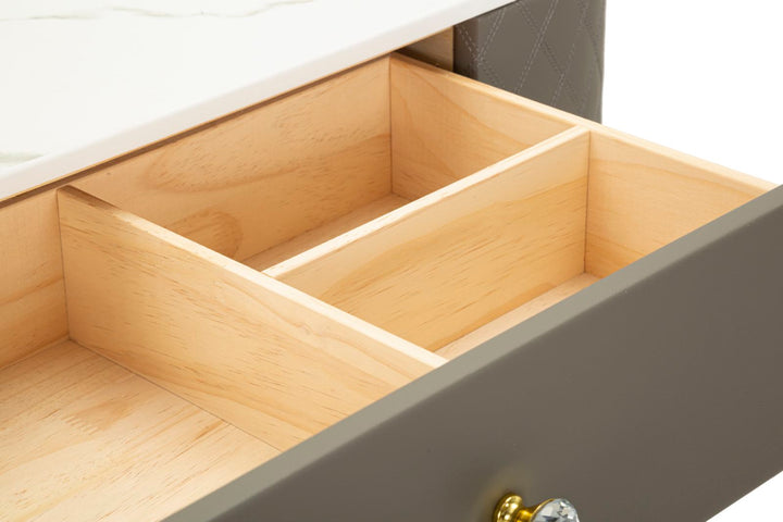 Tocador gris con taburete a juego – Sharon mueble de dormitorio