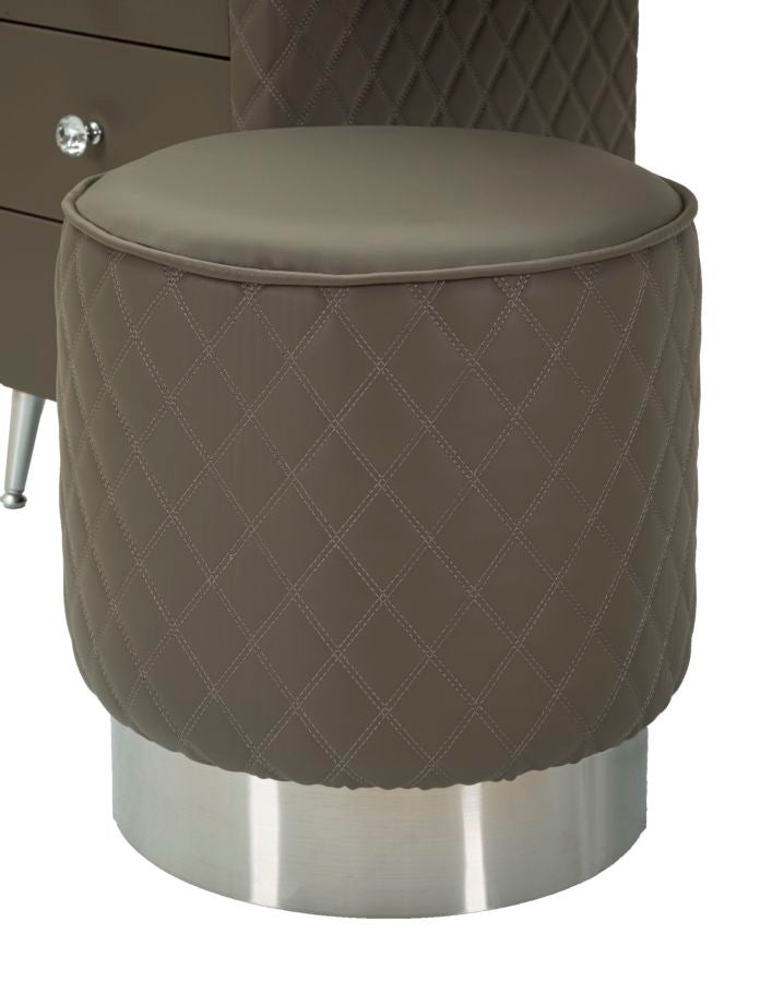 Tocador gris con taburete y patas plateadas – Sharon estilo moderno