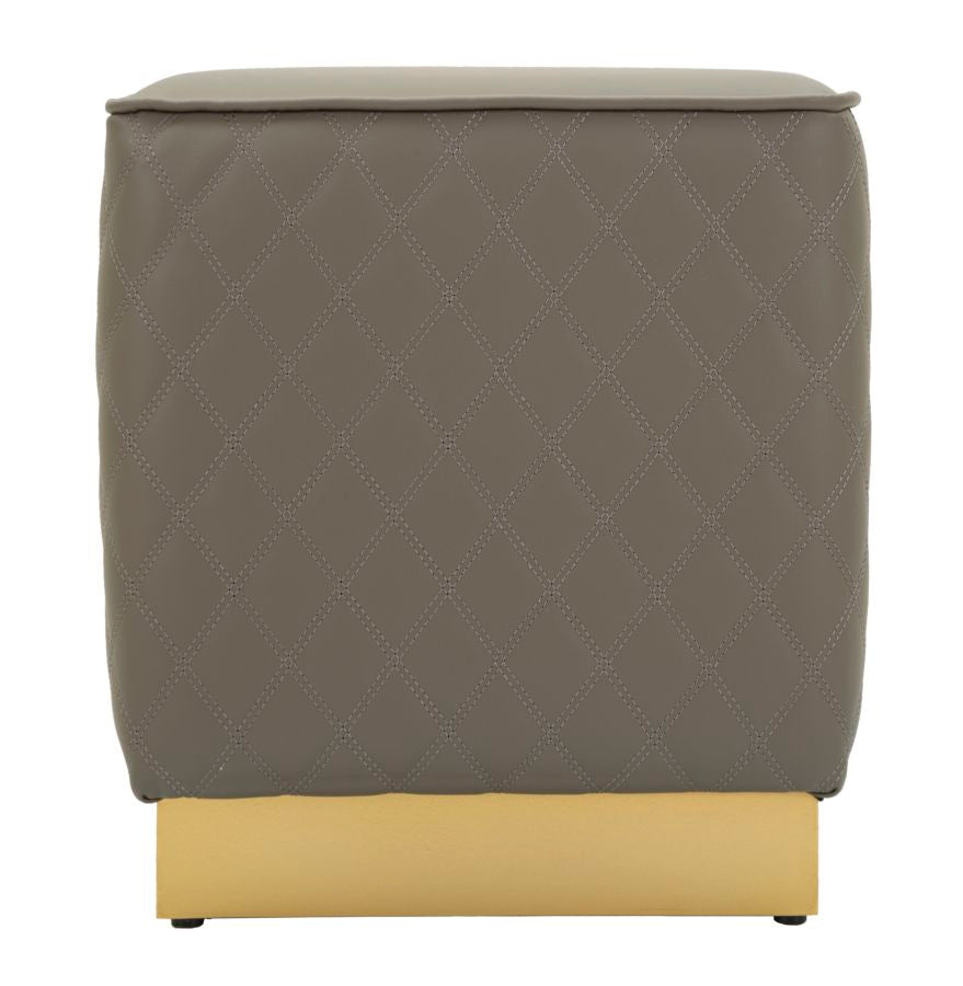 Taburete cuadrado tapizado con base dorada – Sharon acento moderno