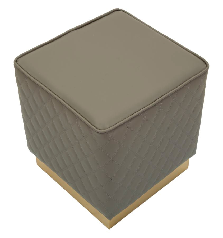 Taburete cuadrado tapizado con base dorada – Sharon acento moderno