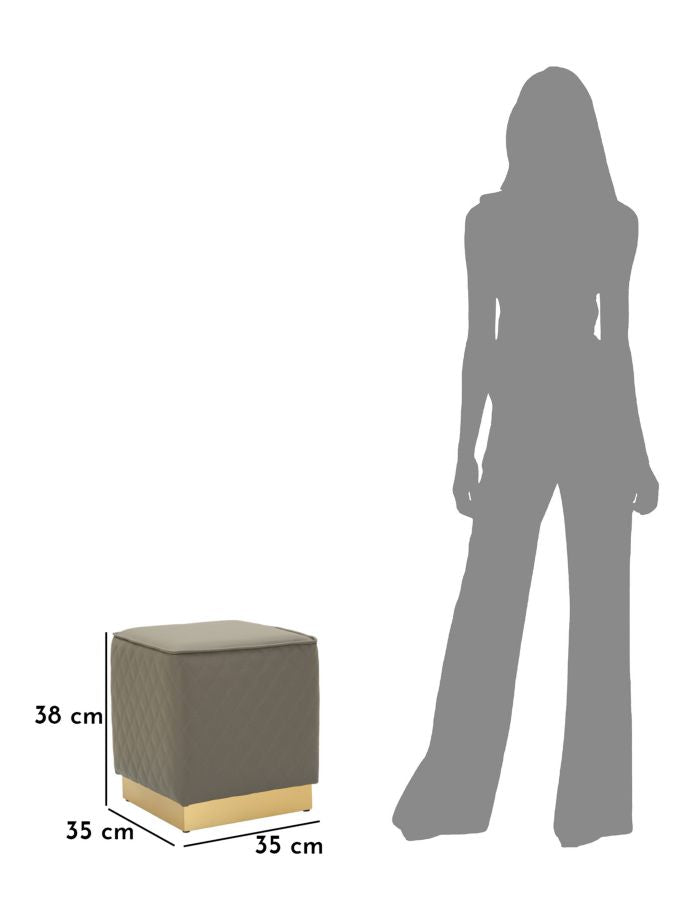 Taburete cuadrado tapizado con base dorada – Sharon acento moderno