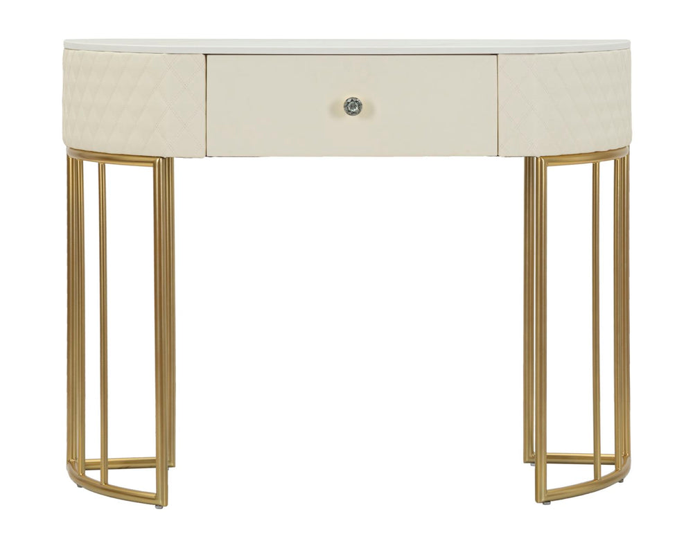 Mesa consola blanca con patas doradas – Sharon recibidor moderno