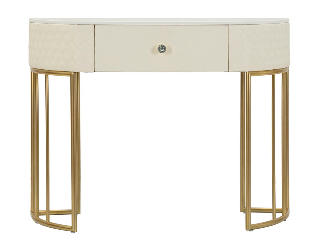 Mesa consola blanca con patas doradas – Sharon recibidor moderno