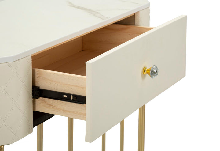 Mesa consola blanca con patas doradas – Sharon recibidor moderno