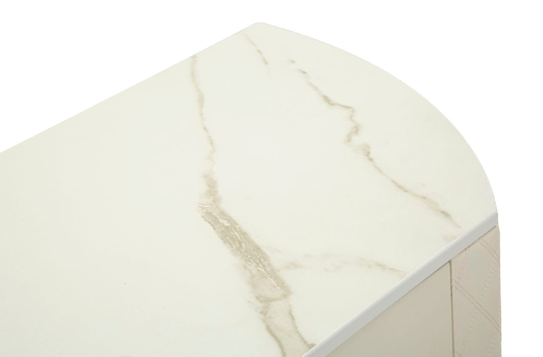 Mesa consola blanca con patas doradas – Sharon recibidor moderno