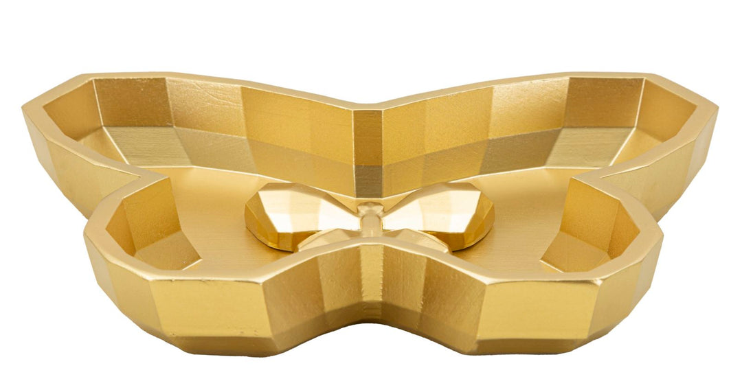 Bandeja con forma de mariposa dorada – Pieza decorativa de acento
