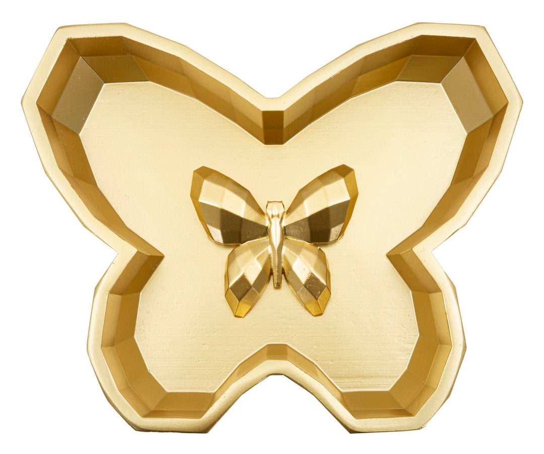 Bandeja con forma de mariposa dorada – Pieza decorativa de acento