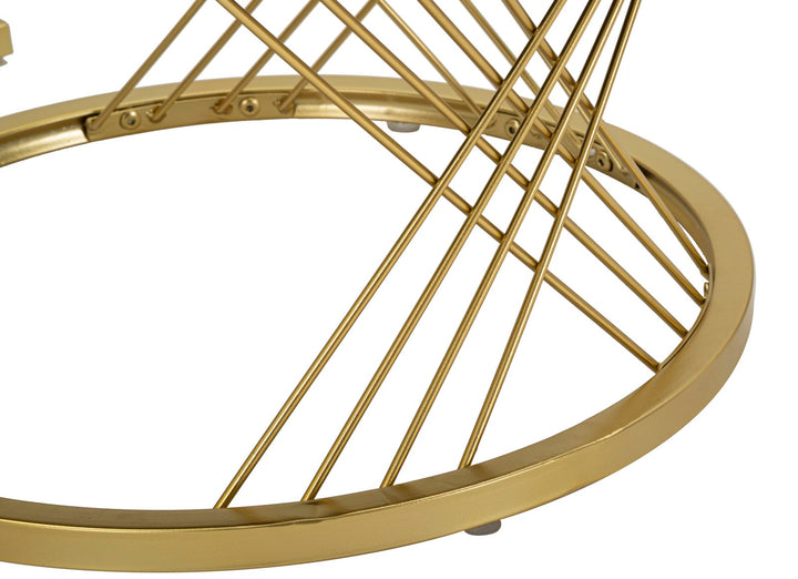 Juego de 2 mesas de centro de mármol artificial con marco dorado – Votix Collection