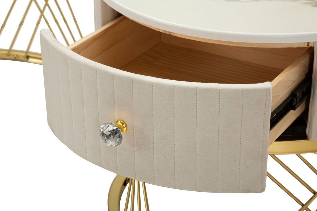 Juego de 2 mesas de centro de mármol artificial con marco dorado – Votix Collection