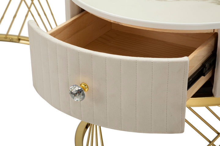 Juego de 2 mesas de centro de mármol artificial con marco dorado – Votix Collection