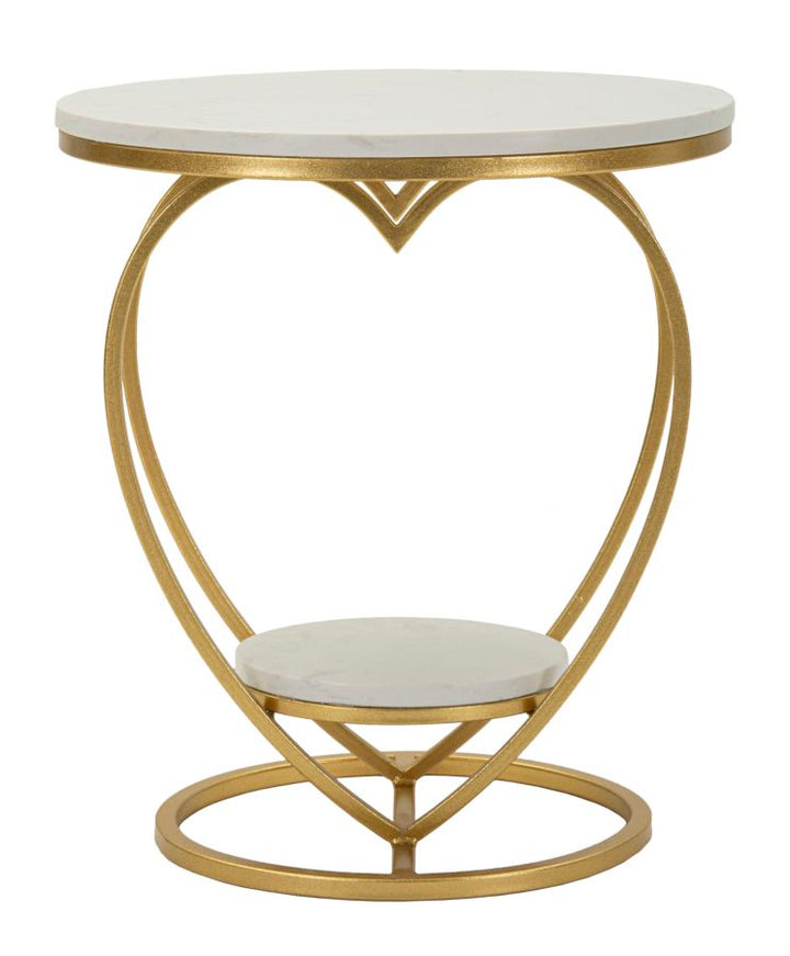 Mesa auxiliar de metal dorado con base en forma de corazón – Heart diseño moderno