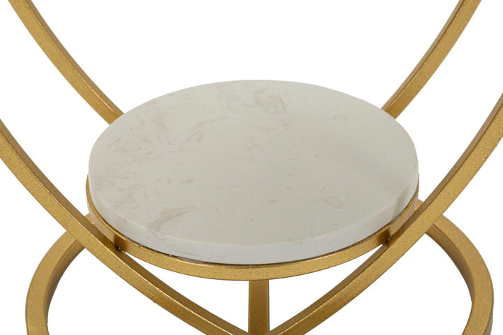 Mesa auxiliar de metal dorado con base en forma de corazón – Heart diseño moderno