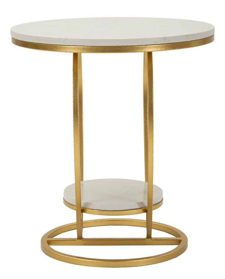 Mesa auxiliar de metal dorado con base en forma de corazón – Heart diseño moderno