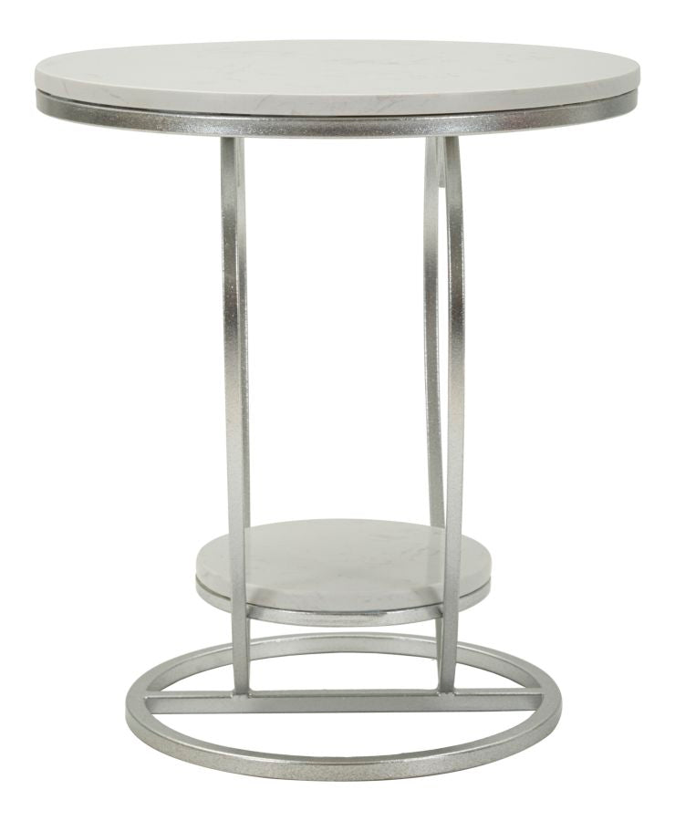 Mesa auxiliar de metal plateado con base en forma de corazón – Heart acento moderno