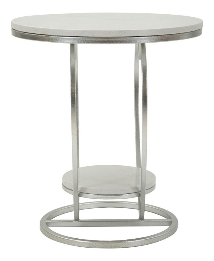 Mesa auxiliar de metal plateado con base en forma de corazón – Heart acento moderno