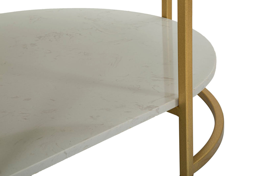 Mesa de centro rectangular de mármol artificial con marco dorado – Izmir diseño