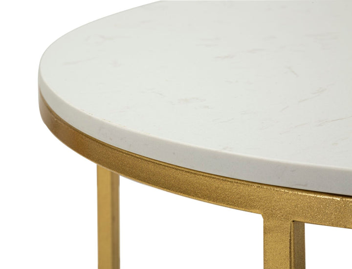 Mesa de centro rectangular de mármol artificial con marco dorado – Izmir diseño