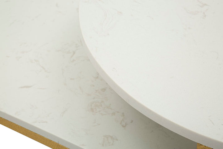 Mesa de centro rectangular de mármol artificial con base dorada – Ankara Collection