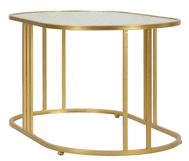 Mesa de centro rectangular de cristal con patas doradas – Antalia estilo