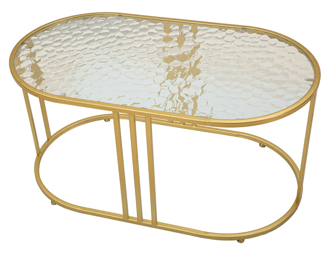 Mesa de centro rectangular de cristal con patas doradas – Antalia estilo