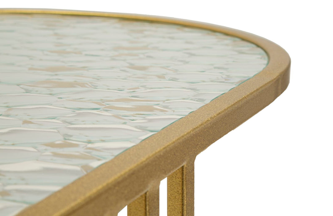 Mesa de centro rectangular de cristal con patas doradas – Antalia estilo