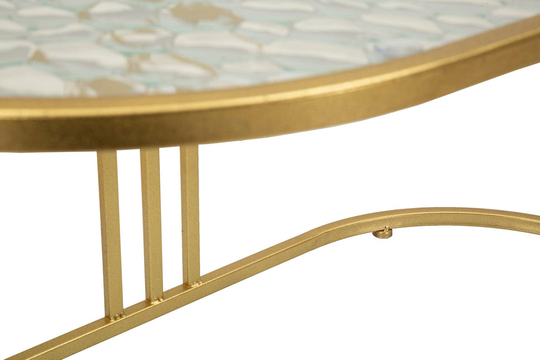 Mesa de centro rectangular de cristal con patas doradas – Antalia estilo