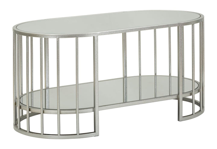 Mesa de centro rectangular de cristal con estructura de metal – Smirne moderna