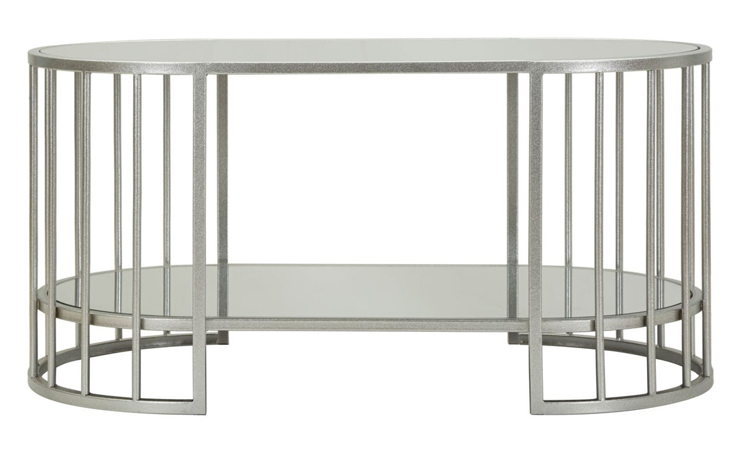 Mesa de centro rectangular de cristal con estructura de metal – Smirne moderna