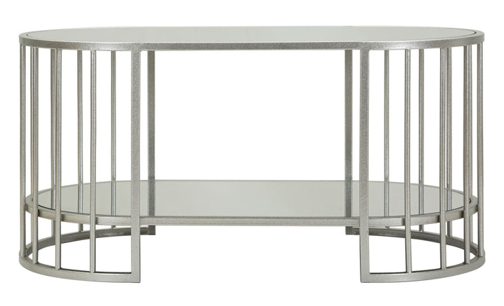 Mesa de centro rectangular de cristal con estructura de metal – Smirne moderna