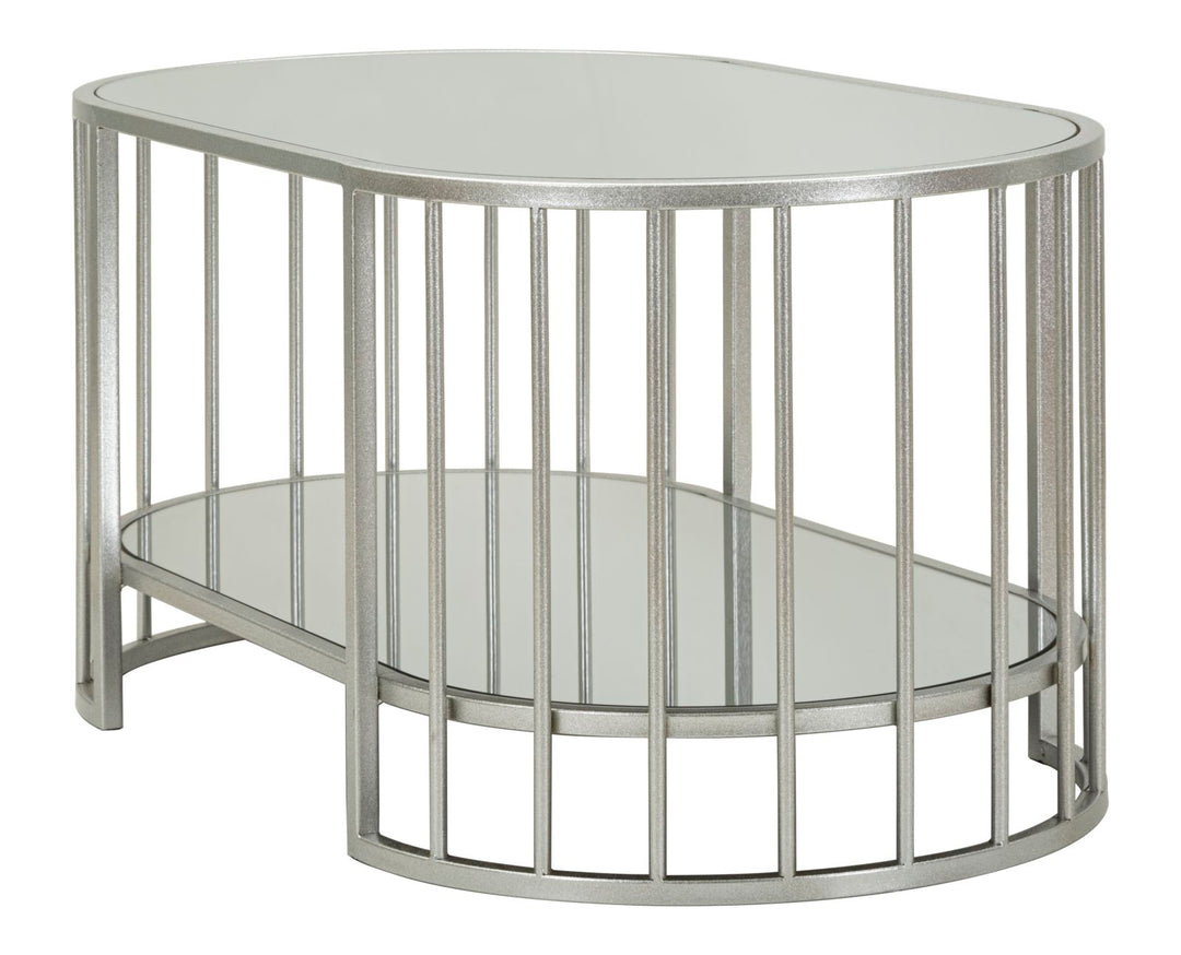 Mesa de centro rectangular de cristal con estructura de metal – Smirne moderna