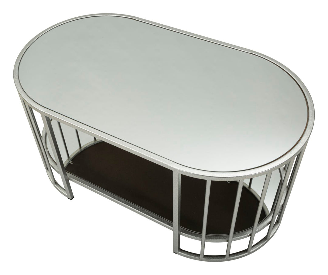 Mesa de centro rectangular de cristal con estructura de metal – Smirne moderna
