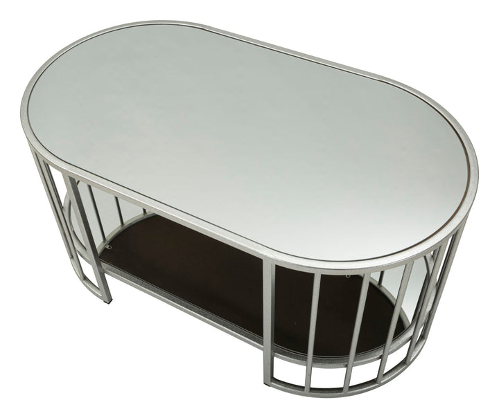 Mesa de centro rectangular de cristal con estructura de metal – Smirne moderna