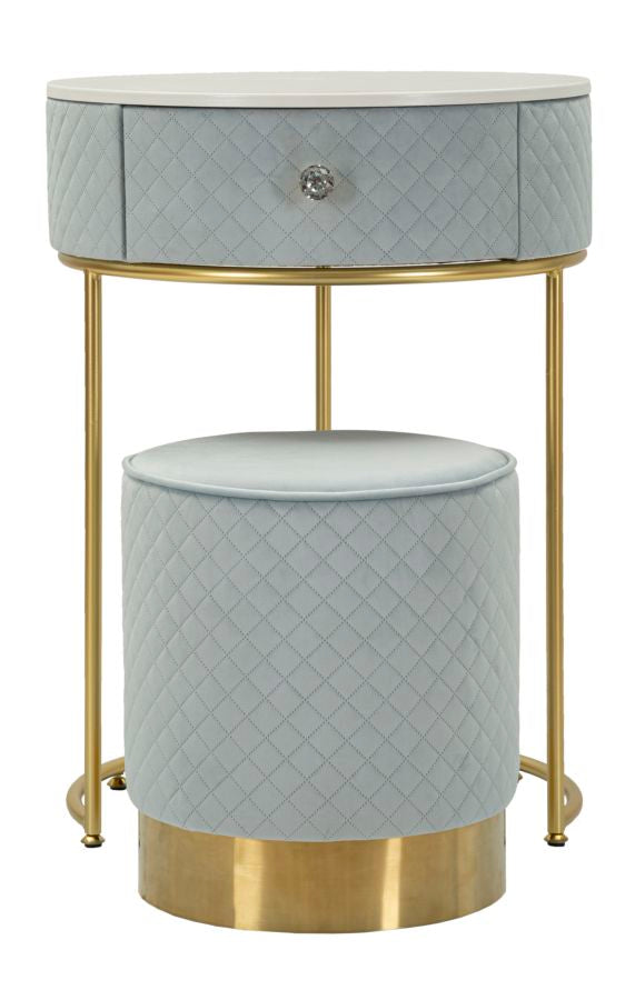 Mesita de noche azul claro con puf a juego – Velit tocador