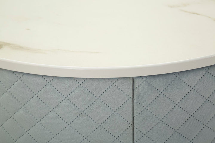 Mesita de noche azul claro con puf a juego – Velit tocador