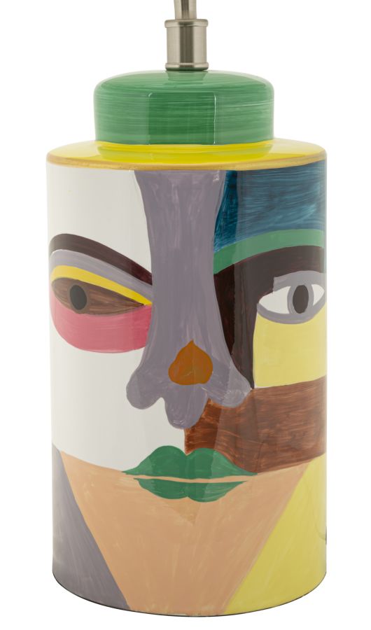 Lámpara de mesa decorativa multicolor con pantalla blanca – Picassy moderna