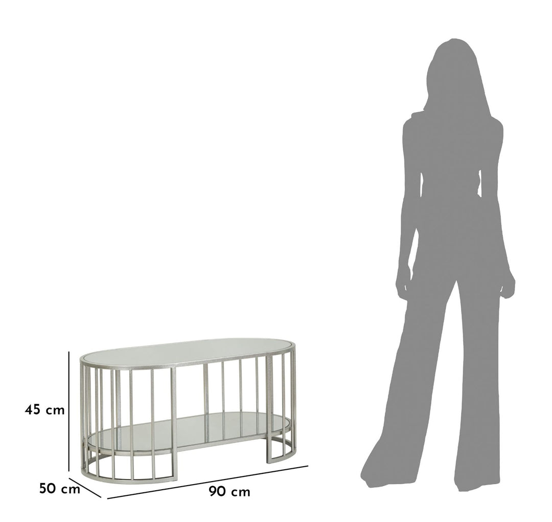 Mesa de centro rectangular de cristal con estructura de metal – Smirne moderna