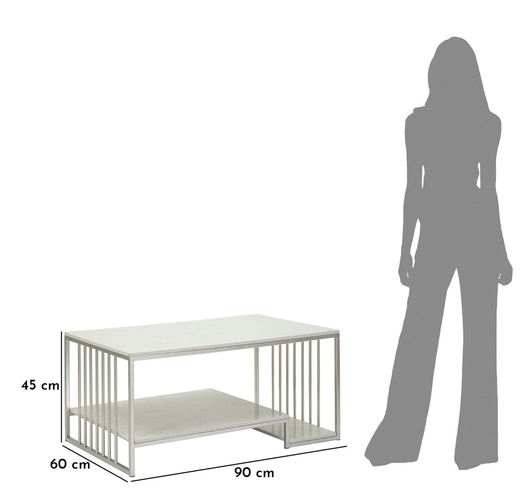 Mesa de centro rectangular con base de metal – Kayseri Collection