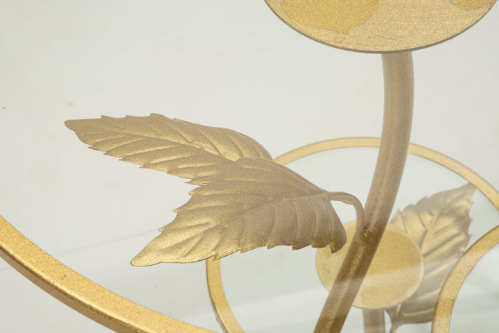 Mesa auxiliar de metal dorado con 3 estantes – Leaf diseño decorativo